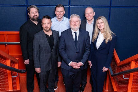 From left to right; Grant Olin - Halon; Chris Ferriter - Halon; Steven Little - Screen Scotland; Angus Robertson MSP - Scotland's Culture Secretary; Adrian Gillespie - Scottish Enterprise; Francesca Segarra - Halon, Gloo