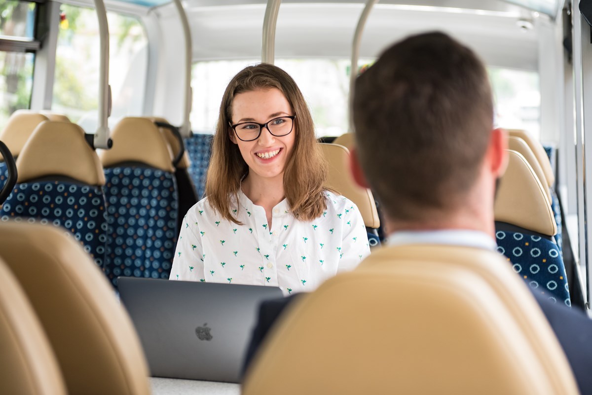 Female passenger on Brighton bus