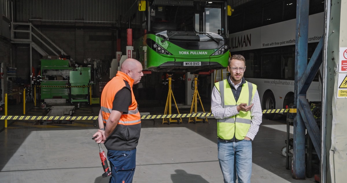 Luke Charters MP meeting with members of the York Pullman engineering team