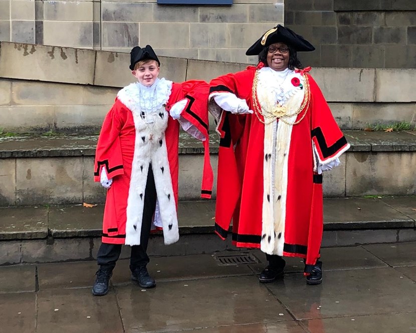 Children and young people in Leeds to benefit from new youth-led mental health projects: Leeds Children's Mayor Samuel Hill with Cllr Eileen Taylor