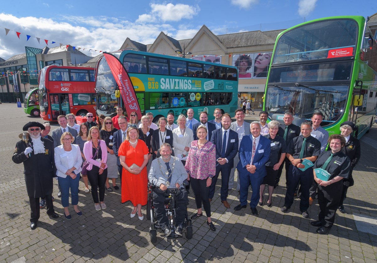 Baroness Vere, the Buses Minister, on a visit to Truro, Cornwall