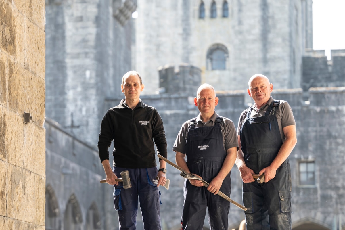 Quarrymen at Penrhyn Castle near Bangor.