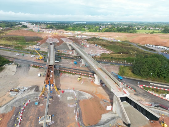 The fourth ‘push’ saw the 1,100 tonne West Link Viaduct in North Warwickshire moved in just 11 hours next to the parallel East Link Viaduct