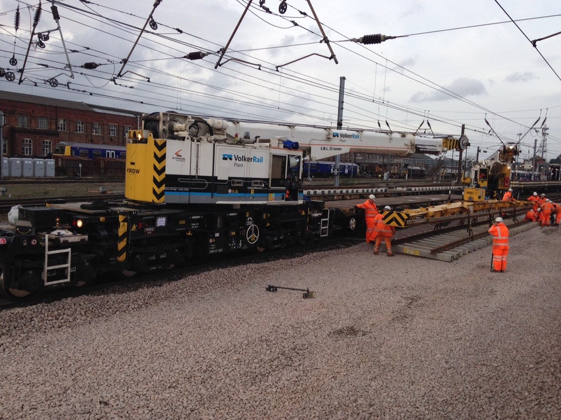 New track going in at Doncaster: Christmas 2015, engineering, IP Track. high speed handback