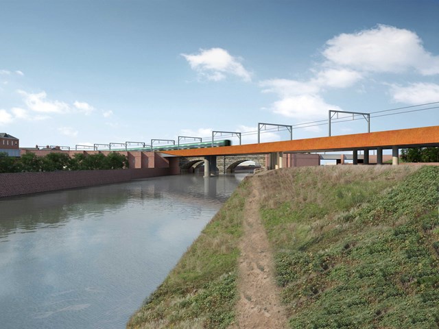 Ordsall Chord: CGI of two possible designs for the Ordsall Chord bridge over the River Irwell, on the Salford/Manchester border.