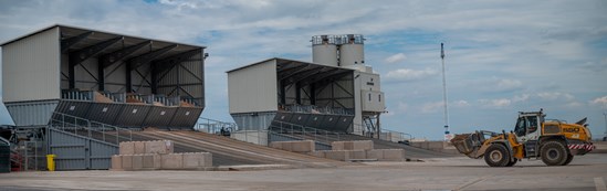 Kingsbury Precast Viaduct site in Warwickshire material hoppers