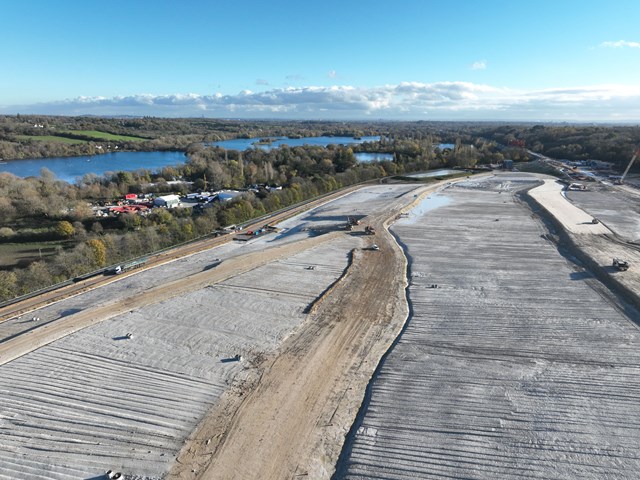 Aerial image showing chalk excavated from the Chiltern tunnel November ...