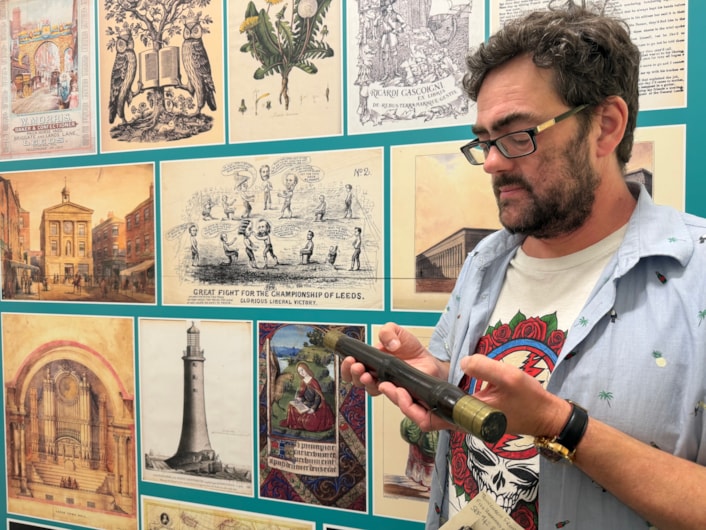 City Library Leeds 400: Also on display, held here by Antony Ramm, is a truncheon used by a police constable at the time of the Chartist Riots of 1842, a wave of protest, industrial unrest and strikes sparked by Parliament’s rejection of a petition for social reform.