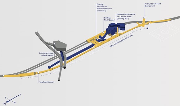 TfL Press Release - Tunnelling complete at Bank Tube station: TfL Image - bankdiagram2