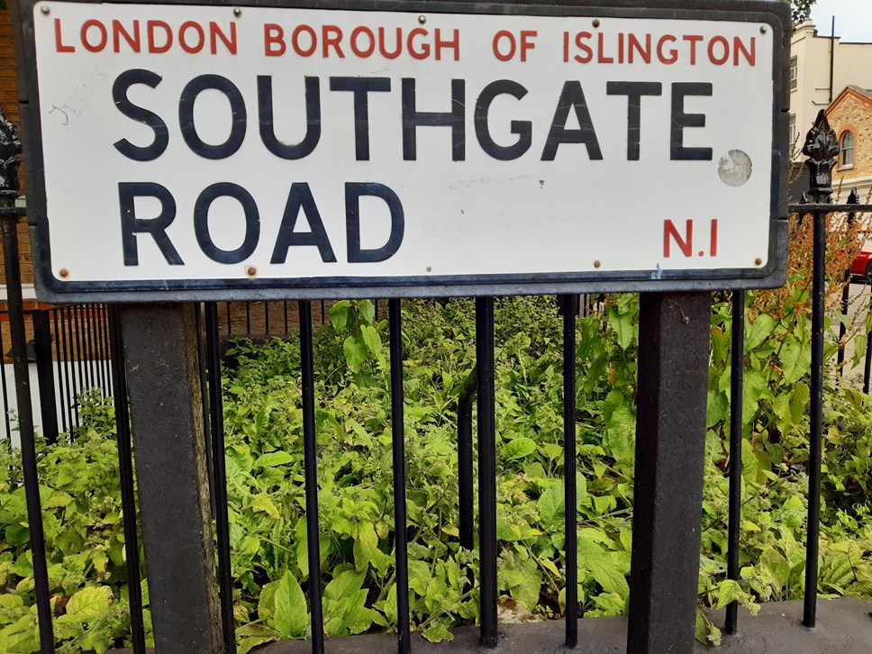 A road sign for Southgate Road