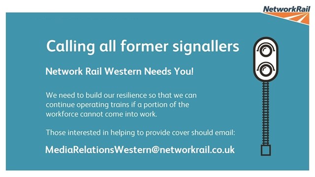 Network Rail calls on former signallers in the Western area to help keep vital train services moving: Signallers Western