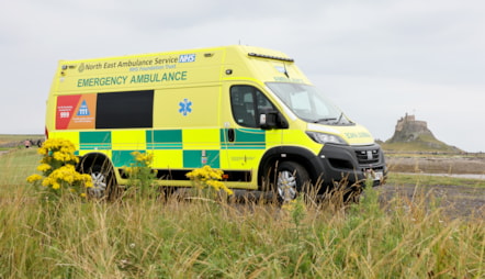 NEAS Fiat ambulance at Holy Island