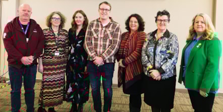 Pic: left to right:
James White, Sinead Henehan, Gemma Baker, Steffan Evans, Sarah Hughes, Geraldine Murphy, Sophie Buckley