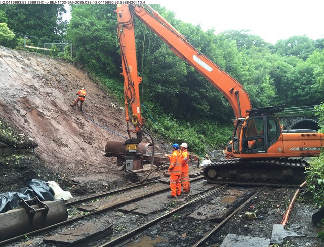 Engineers working on the embankment at Middlewood