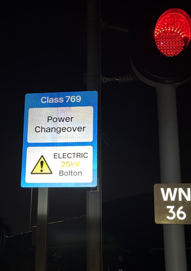 Unveiled train driver signage now Wigan to Bolton electrified railway is fully commissioned Sunday 27 July 2025: Unveiled train driver signage now Wigan to Bolton electrified railway is fully commissioned Sunday 27 July 2025