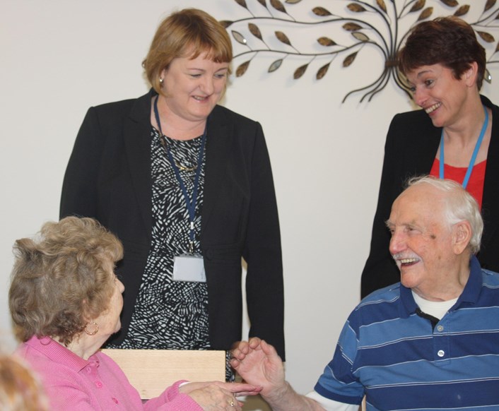 New lease of life for sheltered accommodation: 160128farrarlaneopeningcllrcouparandjulietduke.jpg