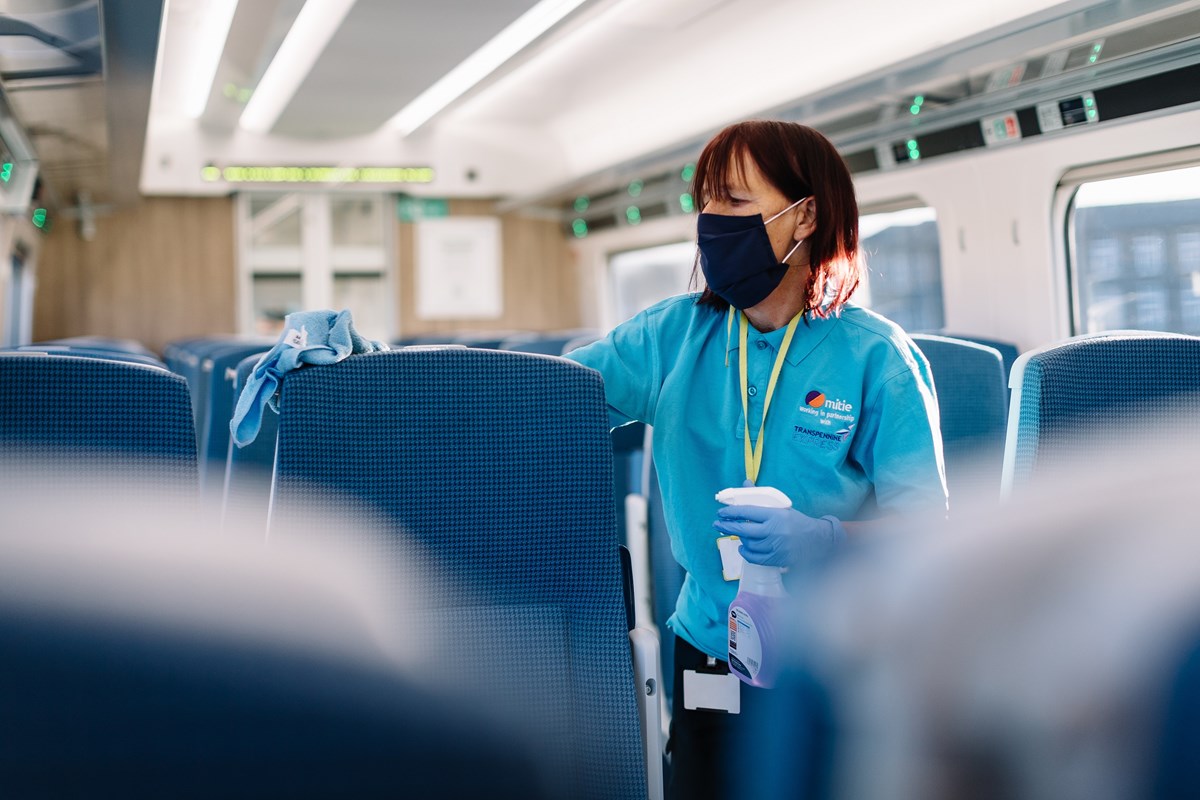 A member of the TPE cleaning team. Photo by Stuart Bailey