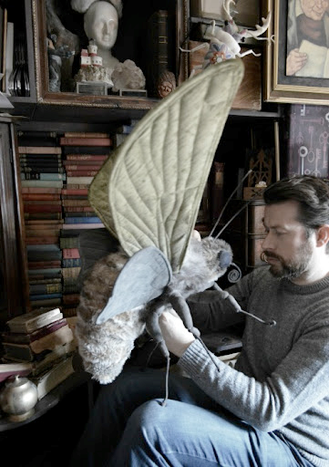 The Museum of FIgments: Artist Mr Finch works on one of his incredible textile creations like those that will feature in his new book.