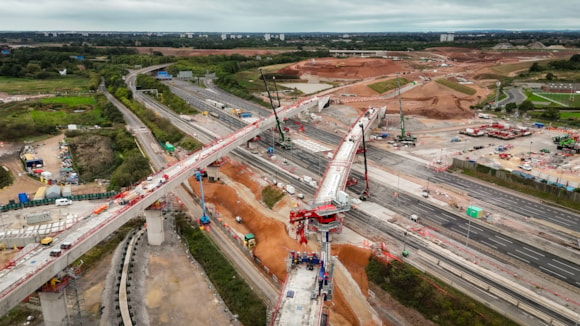 The final Water Orton span being lifted across the M24 during the September closure-6