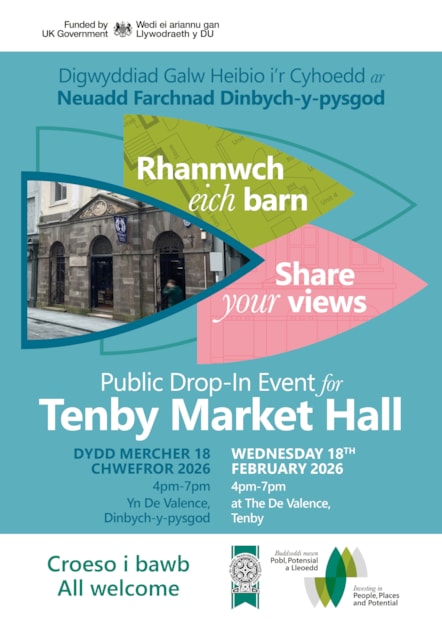 Tenby Market Hall Public Drop-In Event Infographic