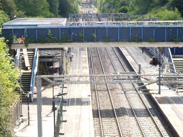 The footbridge at Hartford station which will be replaced by Network Rail