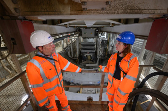 HS2 CEO Mark Wild and Director of the Brunel Museum Katherine McAlpine visit TBM constructing the Euston Tunnel-2: HS2 CEO Mark Wild and Director of the Brunel Museum Katherine McAlpine visit TBM constructing the Euston Tunnel-2