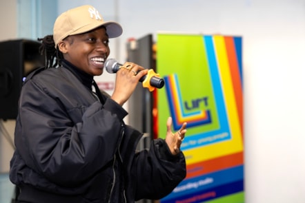Little Simz takes questions from the audience of young people at Lift [original image]