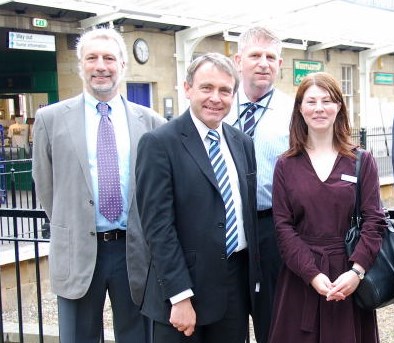 Robert Goodwill MP visits Whitby station: 26 June 2009.
L-R
Neil Buxton, ACoRP general manager; Robert Goodwill MP; Steve Watson, Network Rail project manager and Colette Fowler, Network Rail public affairs manager.
