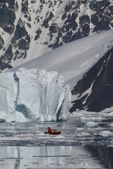 Conducting research in Ryder Bay. Lloyd Peck.