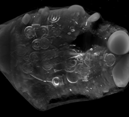 11. A frame from the pre-excavation CT scan of the Peebles Hoard. Image © µ-VIS X-ray Imaging Centre, University of Southampton