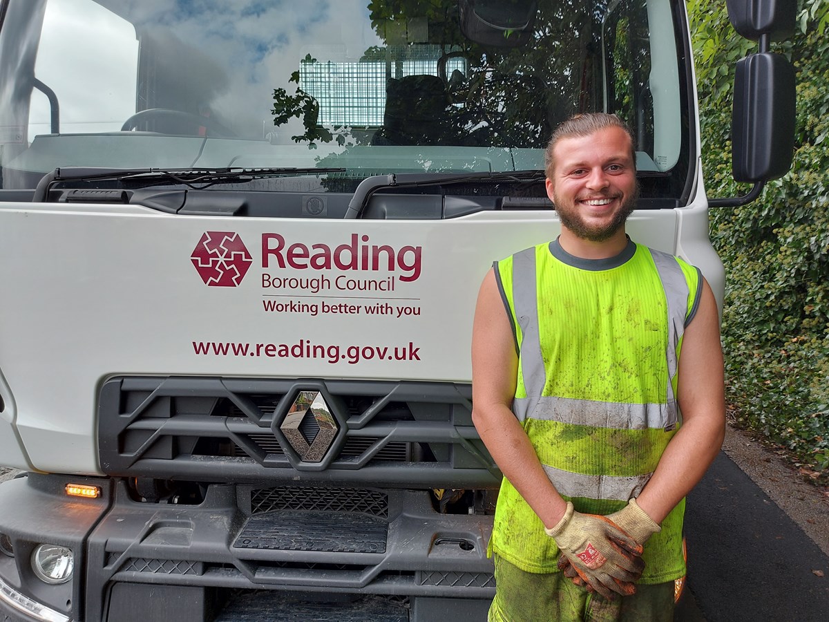 Highways Senior Jordan Brookson is completing a Construction Plant Operations apprenticeship at Reading Borough Council