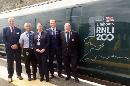 L-r Janet Madron, John Chudley, Luke Golding, Dave Nichol Tony Rendle Penlee RNLI