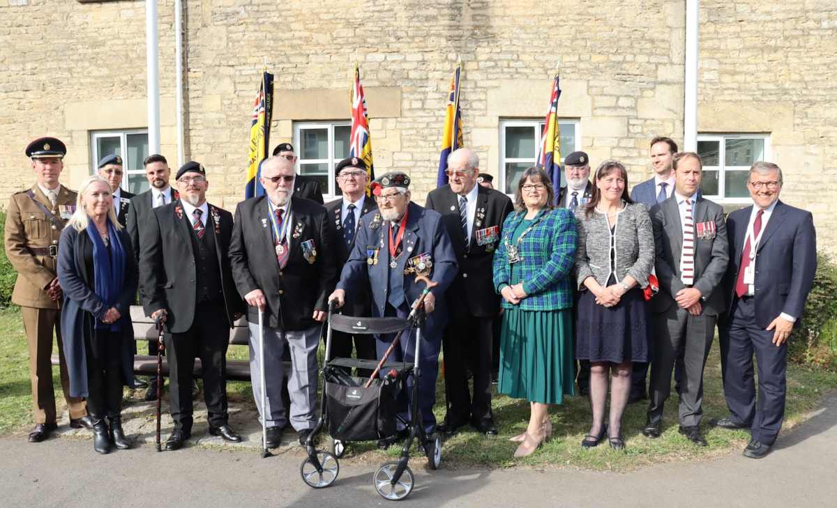 Alan McQuillan at CDC VE Day event in May with other veterans, dignitaries, councillors-2