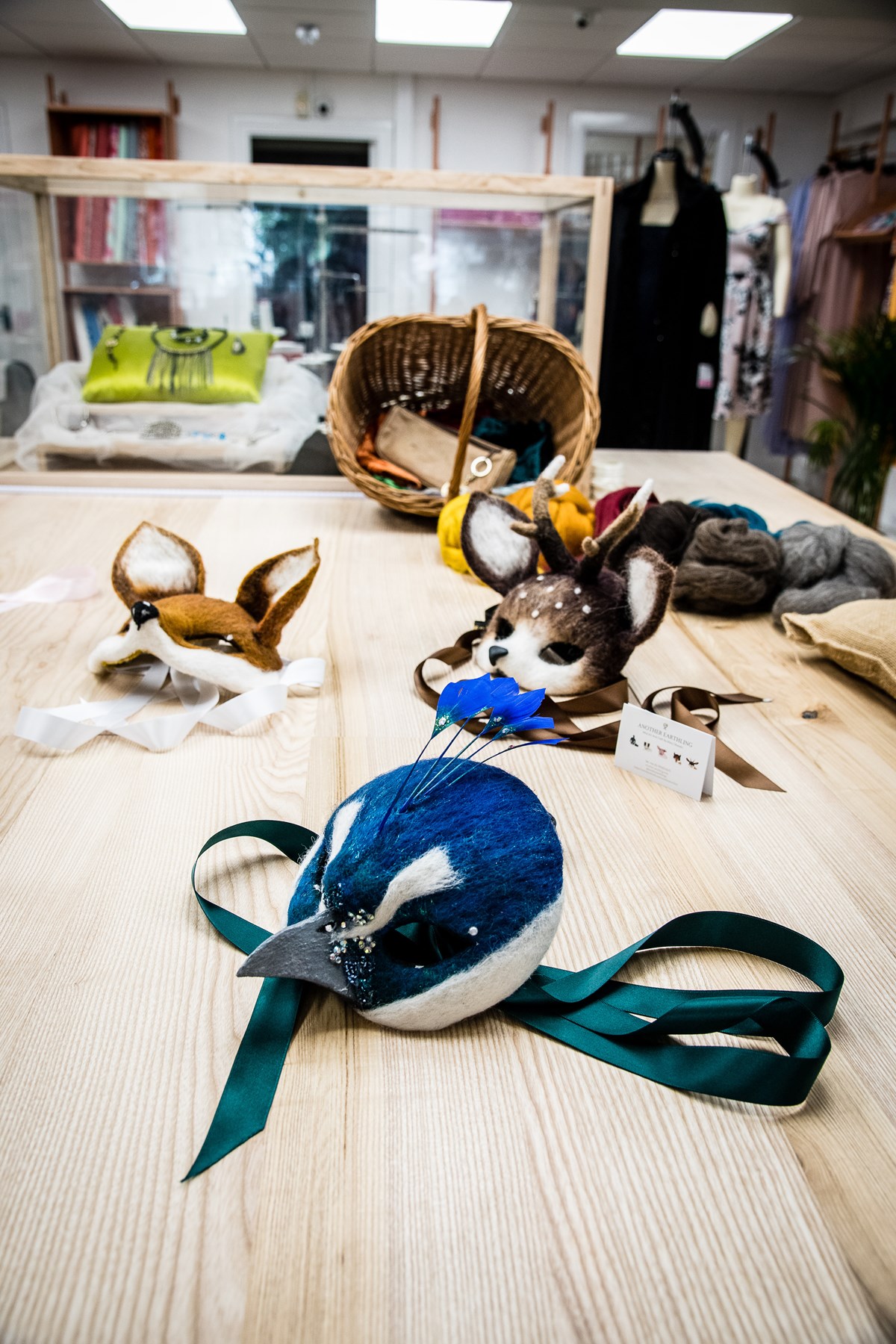 A selection of masks by designer-maker Mary Obaseki of Another Earthling at FC Designer Collective