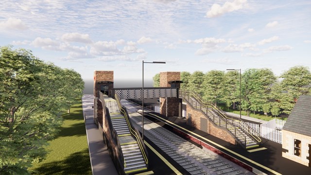 Six rail stations in Wales and Borders set to become fully accessible as work gets under way this autumn: Artist's impression of Newtown station footbridge