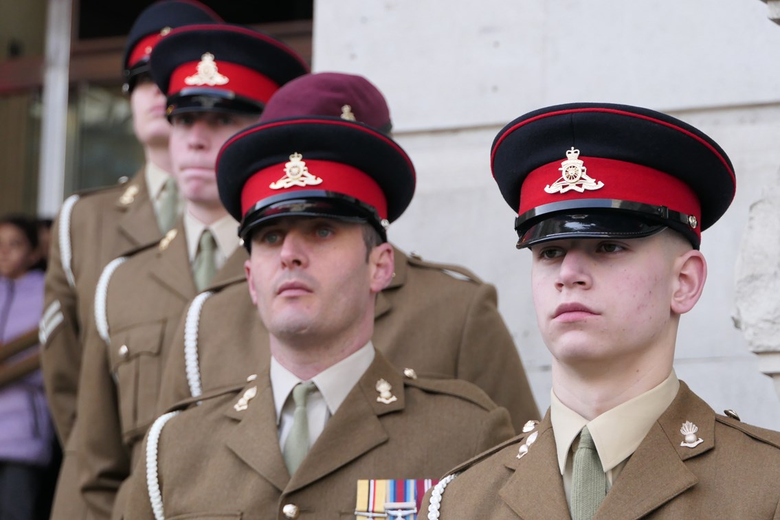 Victory Arch Rededication-5: Army staff at the rededication of  Victory Arch, London Waterloo