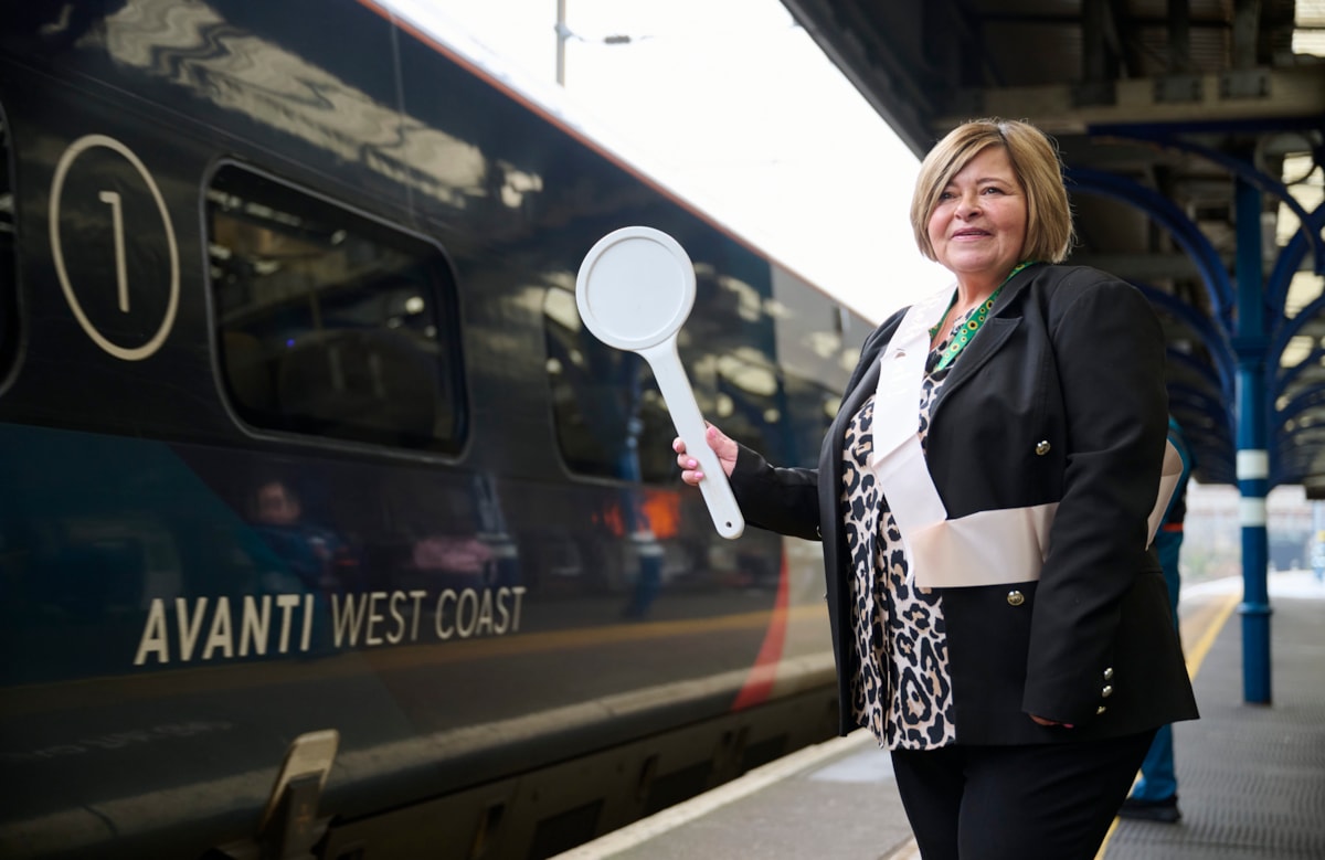 Karen Grimshaw, Avanti West Coast Station Manager at Stockport, dispatches the last train of her 35-year railway career.