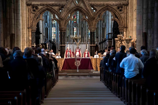Easter and Holy Week Services at Durham Cathedral - The Nave Altar with Congregation