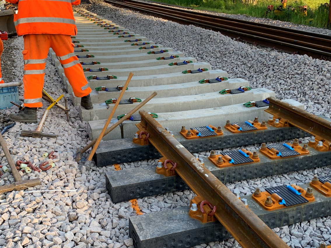 Composite Sleepers on Sherrington Viaduct, near Salisbury: Composite Sleepers on Sherrington Viaduct, near Salisbury