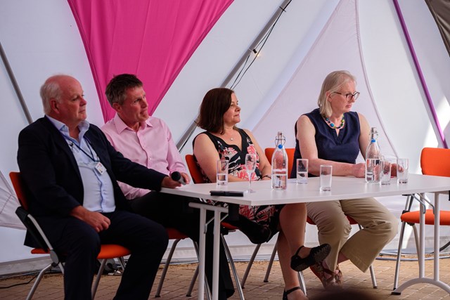 L-R; Cllr Paul Arnott, Eifion Jones, Melanie Sealey, Dr Sally Basker