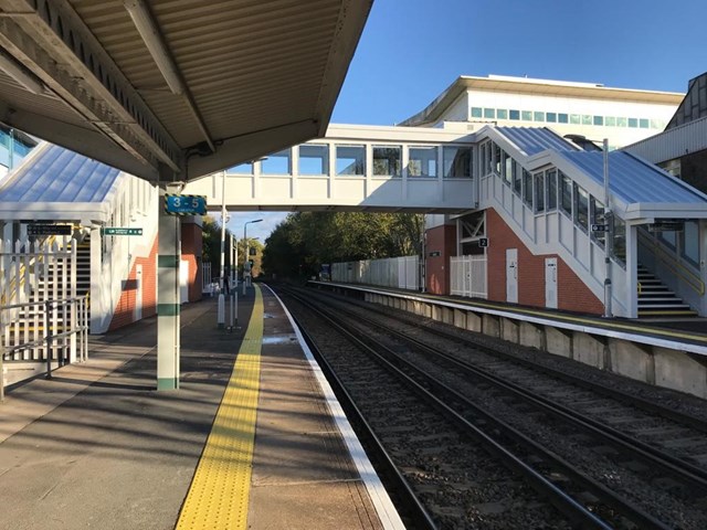 Completed footbridge at Crawley station