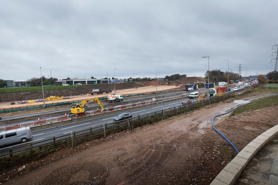 HS2 construction work at the side of the M42