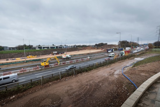 HS2 construction work at the side of the M42