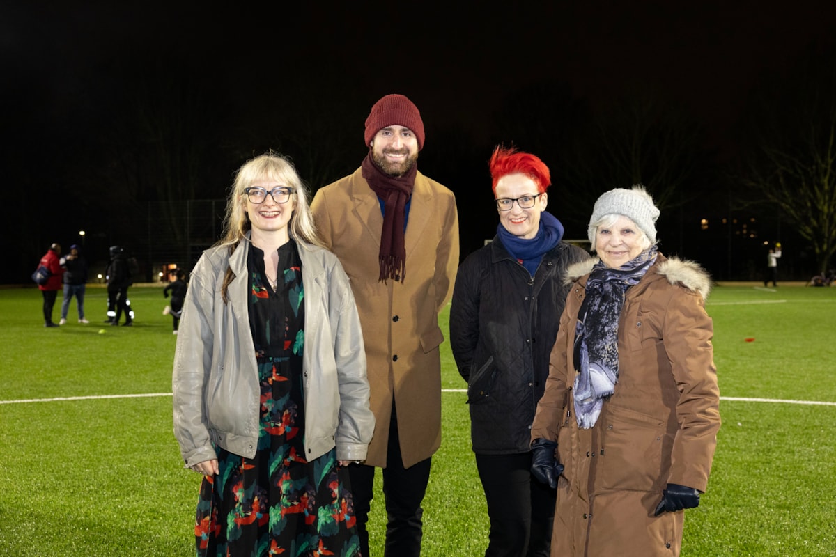 Cllr Dr Sara Hyde and Junction ward Cllrs at Whittington Park football pitch