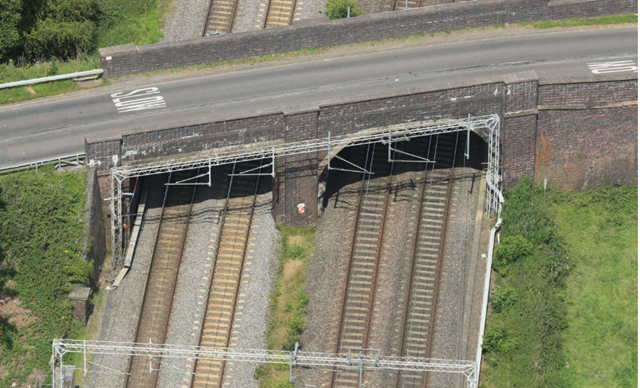 A519 Newcastle Road bridge over West Coast main line in Mill Meece