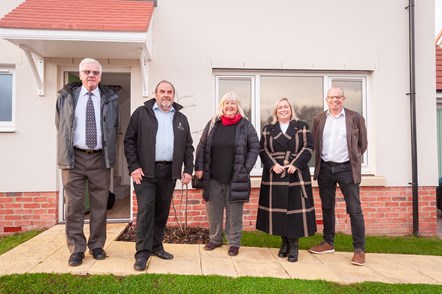 Left to right: Cllr Peter Payne, Williton Parish Council; Bill Danks, Construction Director, Countryside Partnerships; Cllr Fran Smith, Somerset Council; Selina White, Chief Executive, Magna Housing;  Paul Read, Sustainability and Investment Director, Magna Housing.