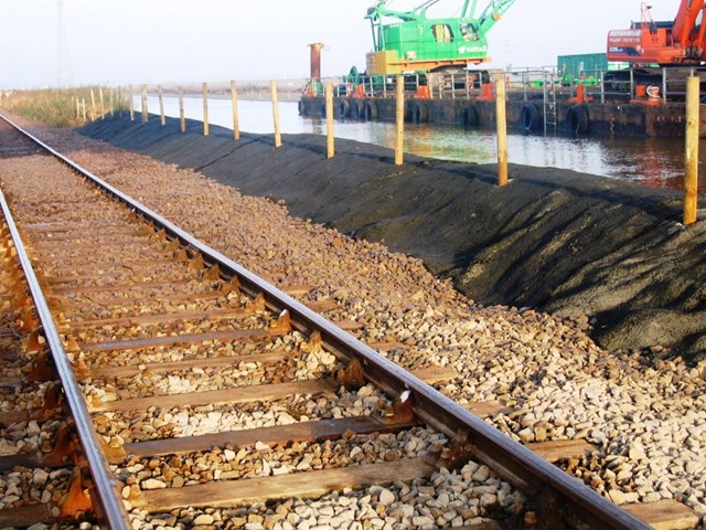 Norfolk flooding repair work: Repairs carried out in the Haddiscoe area after floods washed away 160 tonnes of track material