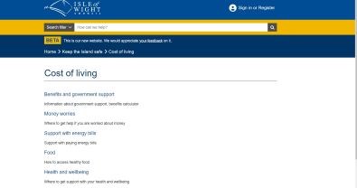 Isle of Wight Council launches cost-of-living web pages for latest help and support: COL graphic
