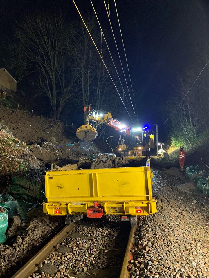 Network Rail engineers working to repair landslip at Baildon (1)