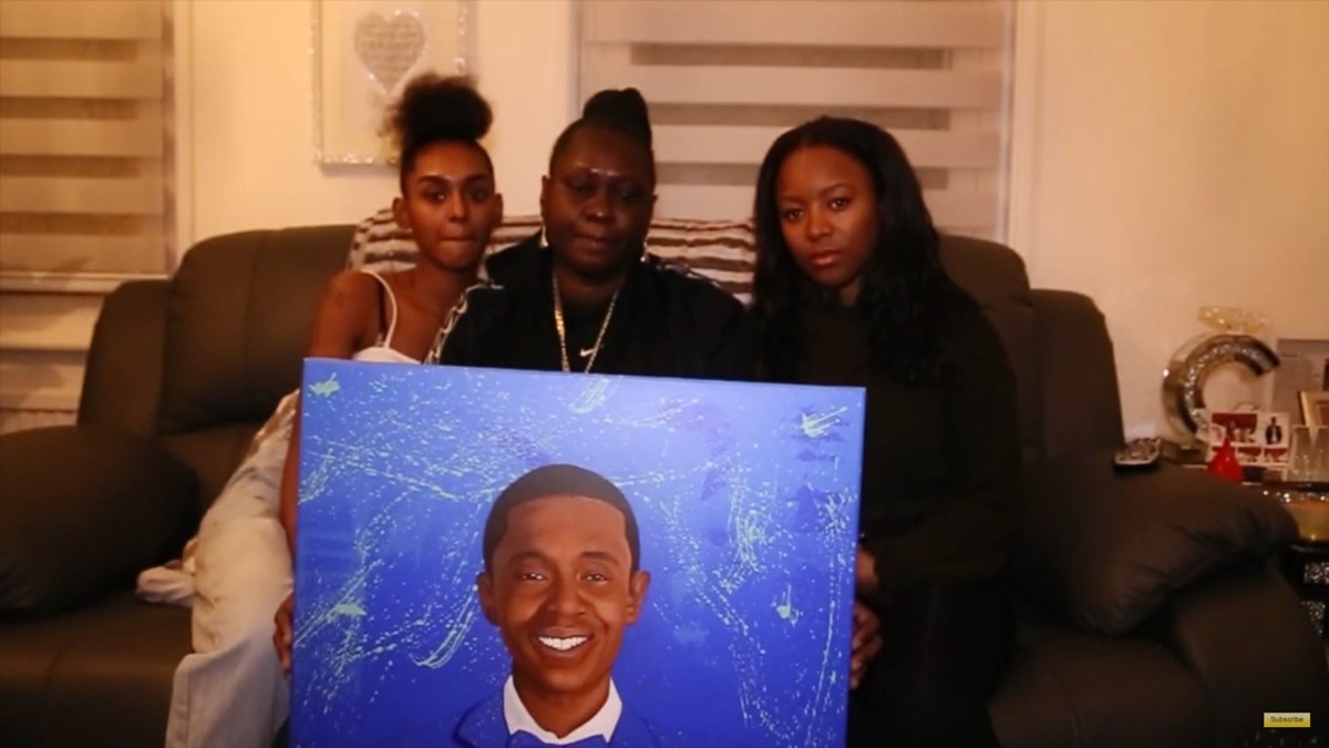 The Impact Of Knife Crime: Paige Noel-Appleton, left, Jennie Appleton, centre, and Tanisha Appleton with a painting of Stefan Appleton